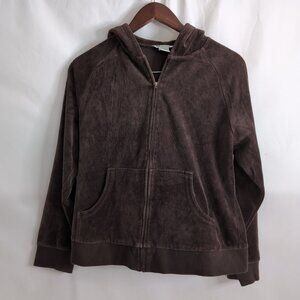 Nygard Collection Women's Brown Full Zip Hoodie Textured, Large